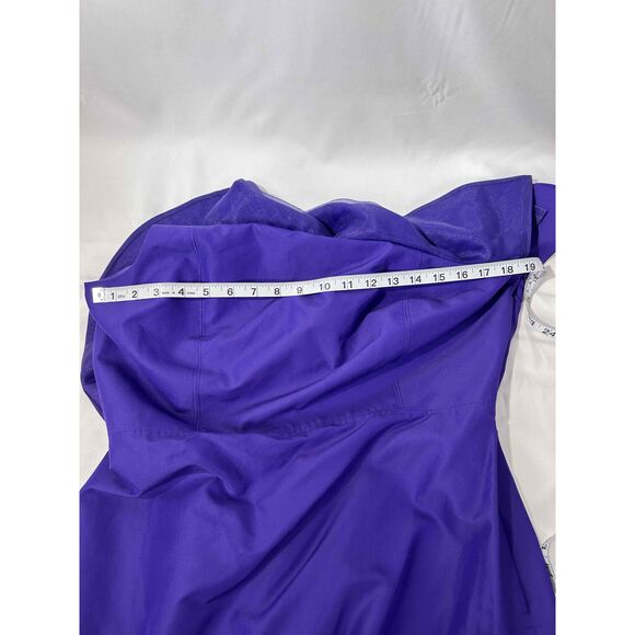 NWT J Crew Womens Purple One-Shoulder Ruffle Back Zip Mini Dress Size 14 - Picture 11 of 13